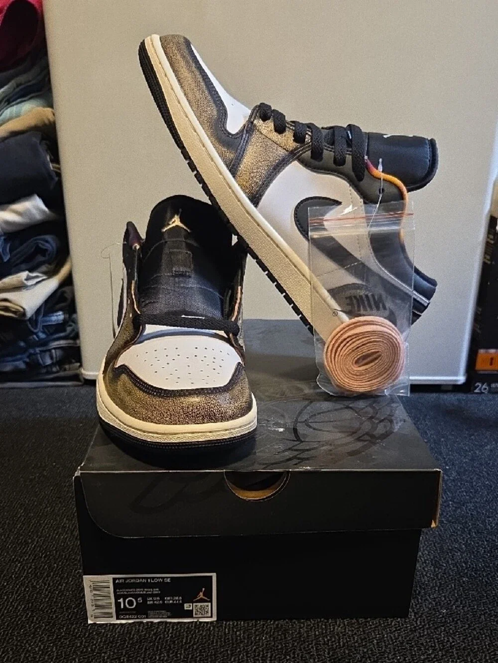 NIKE Jordan Low Top Sneakers - Black, White, Gold